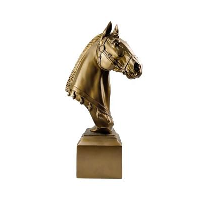 China Europe and America manufacturers supply customized creative cold cast copper horse head style decoration resin European home crafts for sale