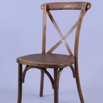 China Modern Modern Wooden Dining Cross Back Chairs For Restaurant And Wedding Events for sale