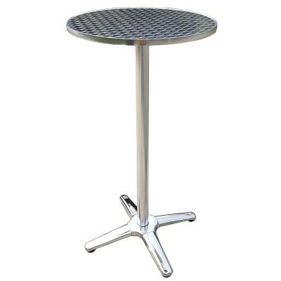 China Outdoor Large Bar Style Portable Durable Stainless Steel Patio Garden Furniture Hotel Cafe Pool Beach Cocktail Top Folding Tall Bar Table for sale