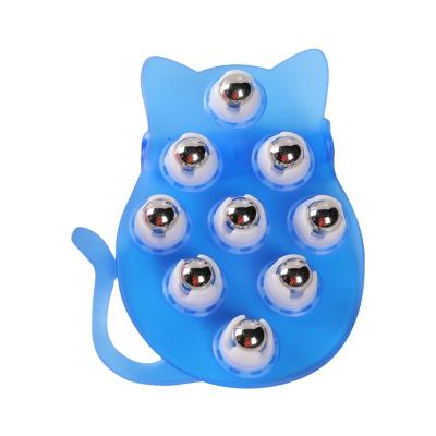 China 2021 New Design Body Massage Ball Rotating Cat Shape The Body 360 Degree 9 Ball Massager Rolling Steel for sale