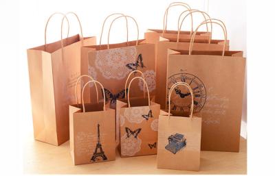 China Recycled Kraft Paper Bags Kraft Paper Shopping Bags SO9001 / ROHS / CE for sale