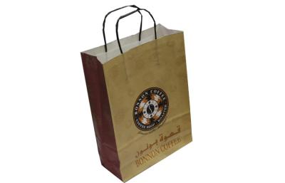 China Coffee bean Colored Paper Bags With Handles , shopping bag for sale