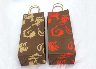 China Custom Flexo Offset / Printing Kraft Paper Wine Bags With Handles for sale