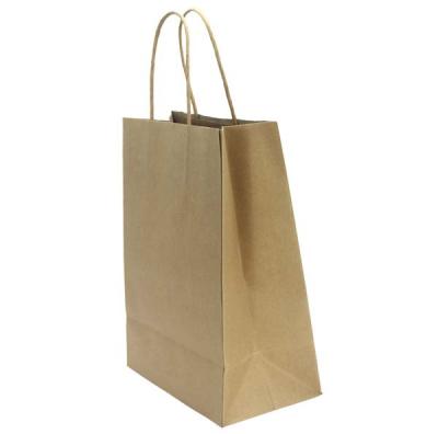 China Brown Kraft Paper Bags With Handles , Kraft Paper Favor Bags For Packaging for sale