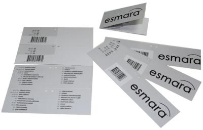 China Custom Hang Tags For Dress / T-Shirt / Jeans ,  White Paper Card Hang Tag Labels for sale