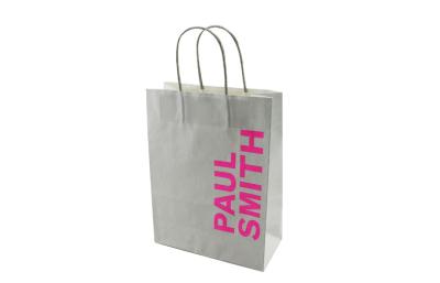 China Fluorescent Ink Printing White Kraft Paper Shopping Bags For Clothes / Suit for sale