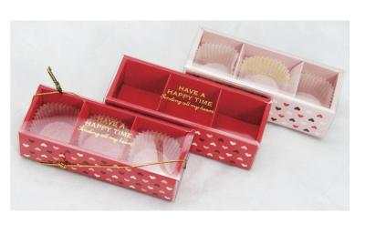 China 3 Tablets Macarons Drawer Paper Printing Box Packaging Matt Laminated With Clear Window for sale