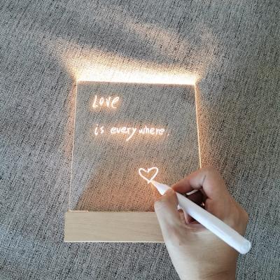 China Modern Led Night Light Creative Acrylic Luminous Acrylic LED Note Message Board Diy Note Board Light Night Lamp Creativity Gift for sale