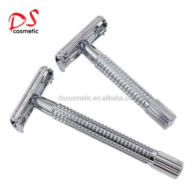 China DISHI Blade Long Twin Handle Barber Pole Safety Razor, Double Edge Safety Razor Lined Chrome, Shaving Stainless Classic 175S Collectible Razor for sale