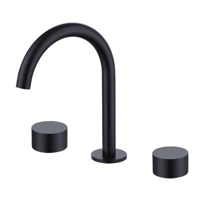 China Hot High End Cold Water Mixer Tap Bathroom Faucet 3 Hole Double Handle Basin Sink Thermostatic Faucets Bathroom for sale