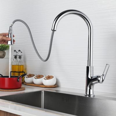 China Thermostatic Faucets New Style Modern Kitchen Faucets Pull Out To Lower Kitchen Mixer Sink Faucet Chrome Plated Kitchen Faucets With Sprayer for sale