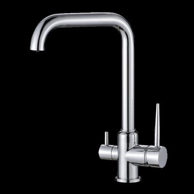 China Water Purifier Faucet Double Handle Chrome Plated Water Faucet Swivel Filter Drinking Water Faucet With 3 Way Water Purifier Kitchen Faucets for sale