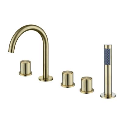 China Without Slide Bar High Quality Bronze 5 Hole Hand Shower Pull Down Faucet For Freestanding Bathtub for sale