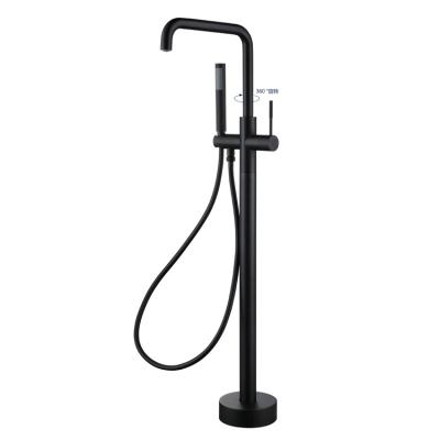 China With Slide Bar New Arrival Bathroom Shower Black Color Copper Free Standing Bathtub Mixer Tap for sale