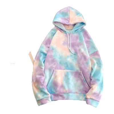 China Breathable 2021 Autumn/Winter New Tie-Dye Trend Print Loose Jacket And Fleece Hoodie Couple Hoodie For Men And Women for sale