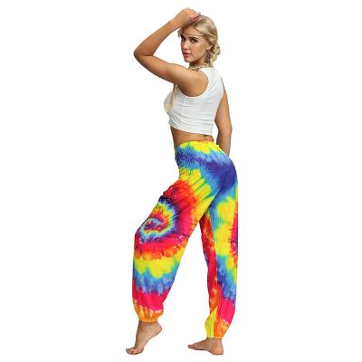 China Antibacterial tie dye stacked sports tracksuit tie dye boho pants for women workout clothing for sale