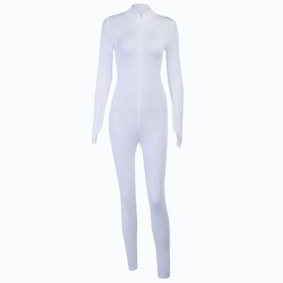 China Breathable Women Sexy Solid Pieces Both Set Casual Front Zipper Pants Romper With Long Sleeve Corset Tops for sale