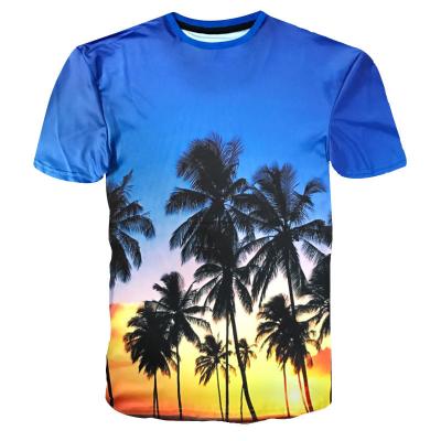 China Breathable Custom Casual Hawaiian Beach Sunset Beach Harajuku 3D Print Summer Men's T-shirt Cool Short Sleeve T-shirt for sale