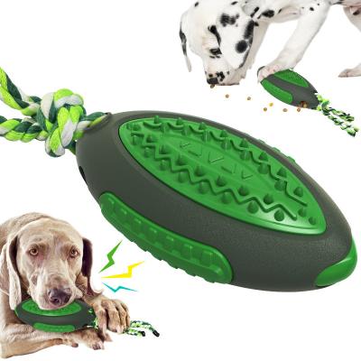 China Viable Squeaky Dog Training Toys Dog Slow Rider Ball Pet Interactive Chew Toy With Nylon Rope for sale