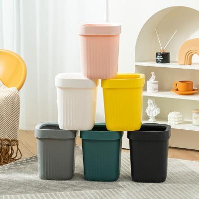 China Customized Japanese Minimalist Viable Style Cover Mini Plastic Desktop Trash Can Garbage Bin for sale