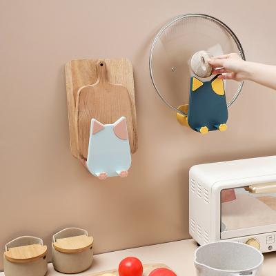 China 2022 Newest Kitchen Shelf Cat Ear Shape Pot Cover Wall Mounted Storage Rack Mobile Phone Stand Original Viable Holder Household for sale