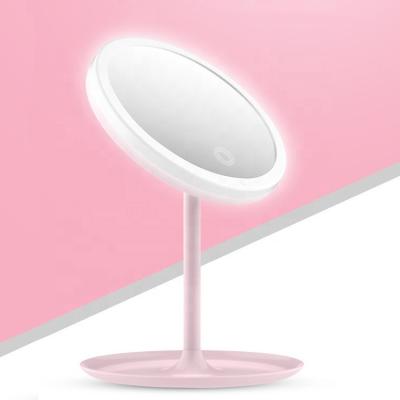 China Led Lighted Makeup Mirror Smart Touch Control Lighted Vanity Stand Up Desk Ring Light Mirror Led Vanity Mirror Usb Use for sale