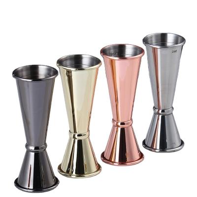 China Disposable Custom Logo Stainless Steel Ounce Cup Double-End Curved Glass Jigger Measuring Bar Double-Headed Tools for sale