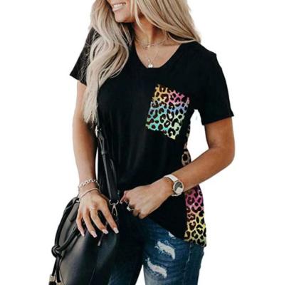 China 2022 Summer New Leopard Print Loose Large Size Women'S T-shirt Fashion Breathable Short-sleeved Tops for sale