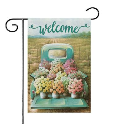 China Health care institutes garden new home outdoor flower fabric decoration hanging flag for sale