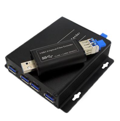 China Camera USB3.0 Fiber optical extender,4 ports USB3.0 to fiber converter with 5Gb Brandwidth up to 250M SM/MM fiber cables for sale