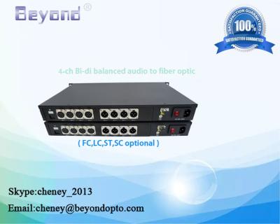 China 4 ch 2 way balanced audio to fiber converter,XLR balanced audio over a singlemode fiber up to 20KM or more for sale