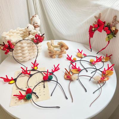 China Cute Halloween Hair Piece Animal Hair Piece Headwear Party Headwear Animal Hair Piece Headband Flower Antlers Headband Elk Elk Deer Horns Halloween Hair Accessories for sale