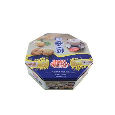 China High Quality Food Decoration Cake Tin For Baking Christmas Octagonal Cookie Cans for sale