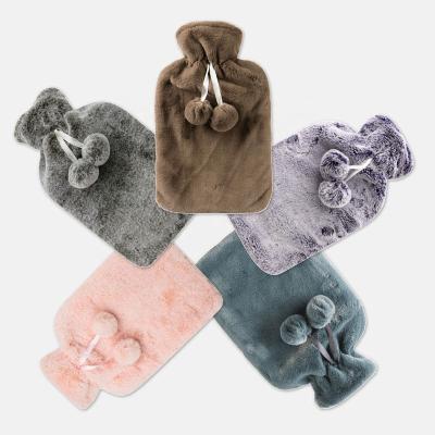 China Wholesale Custom Cheap Reusable Water Bottle Hot Bag With Soft Plush Fur Cover Hot Water Bag Cover With Customized Color for sale