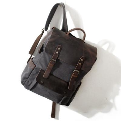 China Anti Theft Laptop Backpack Business Men Backpack Leather Laptop Waxed Canvas Rucksack Laptop Backpack for sale