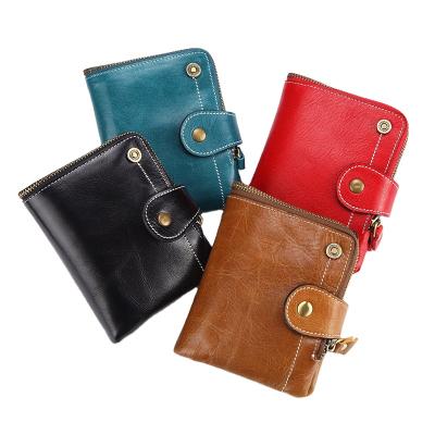 China RFID 2021 Best Selling Short Wallet Leather Man Women Genuine Leather Wallets for sale