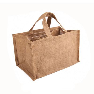 China China Eco-friendly Custom Printed Cheap Price Jute Beer Wine Bottle Bag for sale