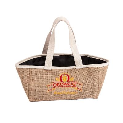 China Low Price Recyclable Promotional High Quality Custom Printed Logo Specification Wine Shopping Jute Bags for sale