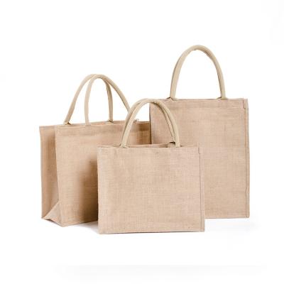 China Wholesale Canvas Logo Plain Accept Customized Custom Printed Logo Hessian Tote Bag Reusable Foldable Grocery Shopping Eco-Friendly Jute Handled for sale