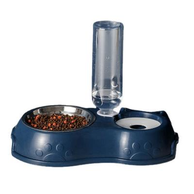 China Sustainable pet cat and dog double bowl automatic feeding and pet drinking station, pet bowl. for sale