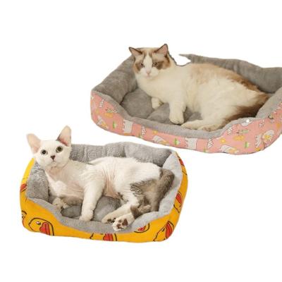 China Viable Heat and Thickened Cat Dog Bed Rectangle Shape Cat Litter Small Pet Winter Warm Pet Bed for sale