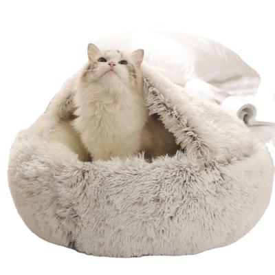 China Sustainable Round Plush Pet Washable Memory Foam Beds Cushion Winter Warm Pet Cat Dog Bed for sale