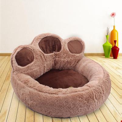 China Small Dog Cat Bed Winter Pet Supplies Warm Teddy Bear Wholesale Viable Paw Shape Pet Bed Soft for sale