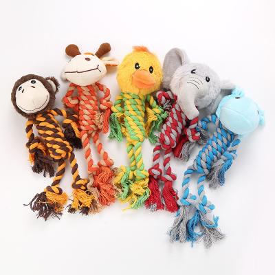 China Stocked Pet Cotton Rope Chew Toys Shape Cute Animal Bite Resistant Pet Plush Toy for sale