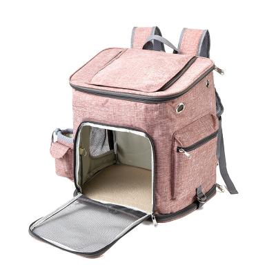 China Cat Carrier Bags Breathable Holes Foldable Pet Travel Carrier Backpack for Cats and Dogs Small Double Door Bag for sale