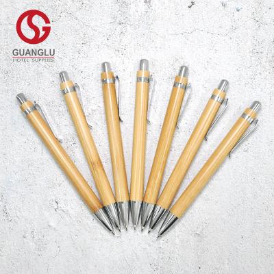 China Promotional pen OEM ODM click action bamboo ballpoint pen with customized logo for sale