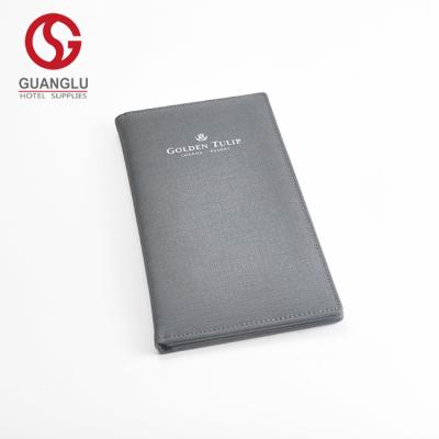 China Factory Direct Sale Stylish Gray PU Leather Hotel Restaurant Bar Bill Menu Folder for sale