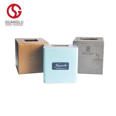 China Supplier High Quality Elegant Five Star Luxury Square Hotel China PU Leather Tissue Box for sale