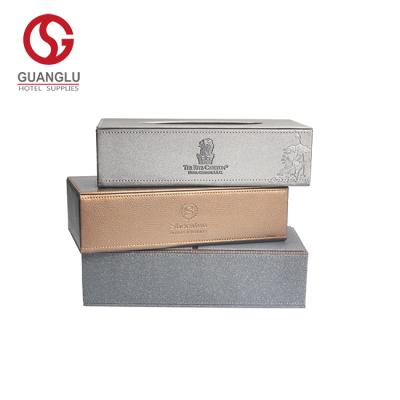 China Elegant Custom Design Hotel Office Home PU Leather Rectangular Fabric Box for sale