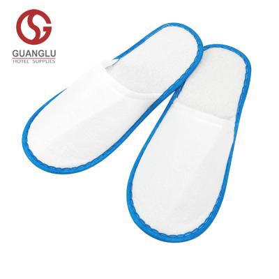 China Travel Hotel SPA Airline Home Airbnb Hotel Customized Bulk Cheap Disposable Hotel Slippers Terry Cotton White Made in China for sale